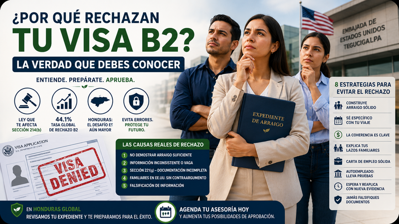 Las Razones Reales por las que Niegan la Visa B1/B2 a Hondureños (y Cómo Evitarlas)